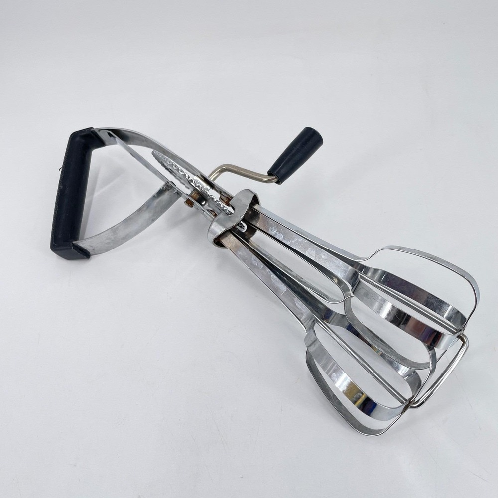 Vtg EKCO Hand Crank Egg Beater Stainless Ergonomic T-Handle Manual Rotary Mixer